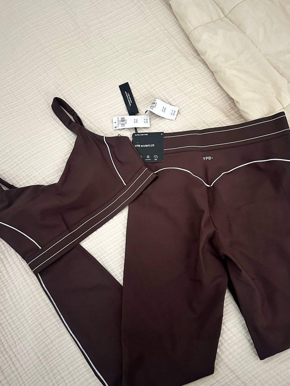 Abercrombie & Fitch Brown SculptLUX Sports Bra & Bike Shorts
